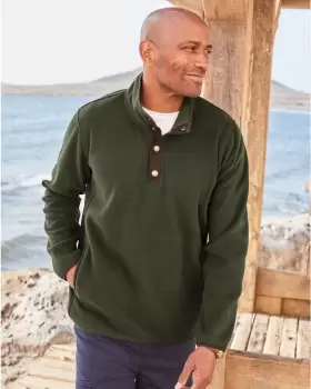 Cotton Traders Mens Recycled Microfleece Pullover Top in Green