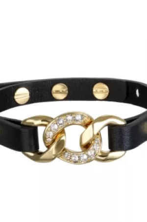 Ladies Karl Lagerfeld Gold Plated Filed Chain Leather Bracelet 5378200