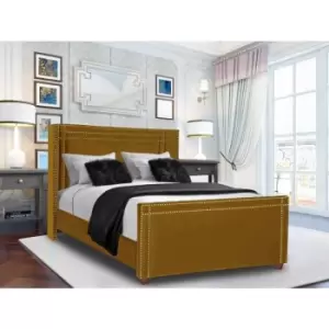 Envisage Trade - Cubica Upholstered Beds - Plush Velvet, Small Double Size Frame, Mustard - Mustard