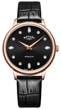 Rotary Womens Kensington Crystal Black Dial LS05174/ Watch