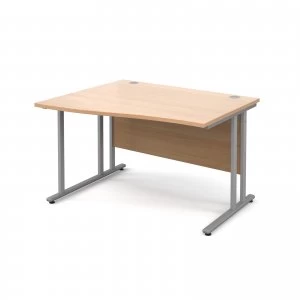 Maestro 25 SL Left Hand Wave Desk 1200mm - Silver Cantilever Frame be