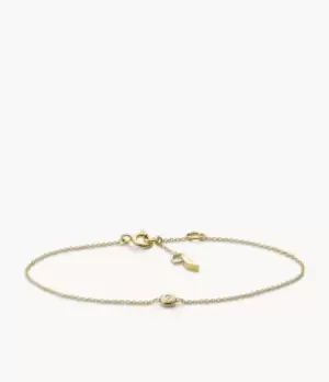 Fossil Women Elliott Point Of Light Gold Plated Sterling Silver Clear Synthetic Diamond Chain Bracelet