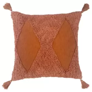 Kantha Tufted Diamond Cushion Rust