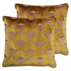 Paoletti Leveque Twin Pack Polyester Filled Cushions Ochre/Blush