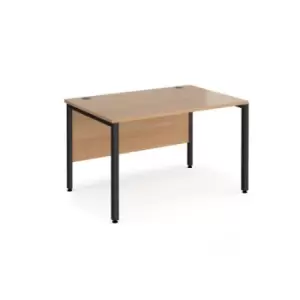 Office Desk 1200mm Rectangular Desk With Bench Leg Beech Tops With Black Frames 800mm Depth Maestro 25