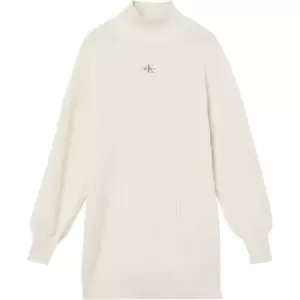 Calvin Klein Jeans Badge Loose Sweater Dress - White