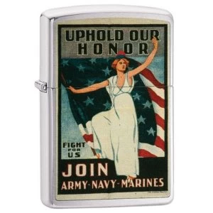 Zippo U.S Army Navy U.S. Marine Corps Vintage Poster Brushed Chrome Finish Windproof Lighters