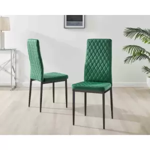 Furniture Box 4X Milan Kitchen Dining Chair Green Velvet Black Legs