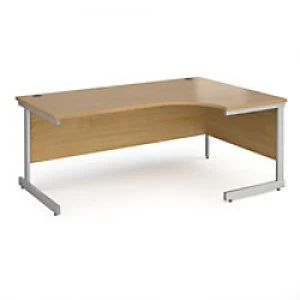 Dams International Right Hand Ergonomic Desk with Oak Coloured MFC Top and Silver Frame Cantilever Legs Contract 25 1800 x 1200 x 725 mm