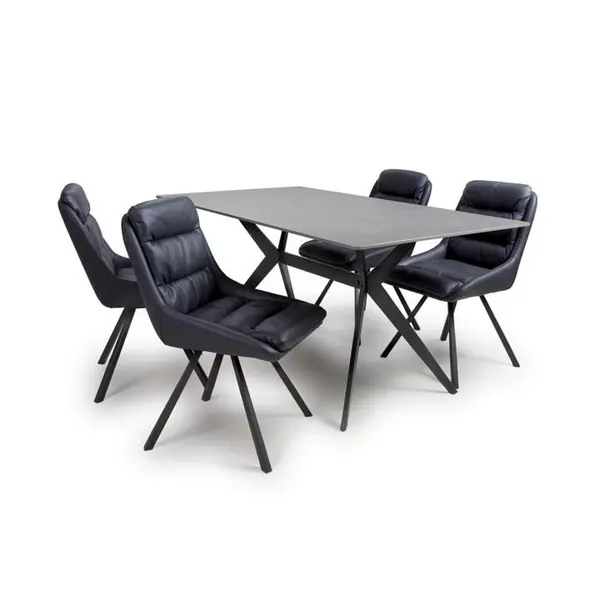 Shankar Timor 1.6m Grey & 4 Arnhem Blue Dining Set - Grey 9016075