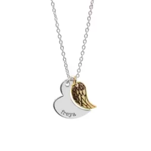 Personalised Gold and Silver Heart and Wing Necklace