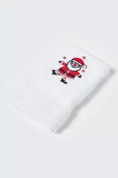 Santa Embroidered 100% Cotton Small Christmas Towel