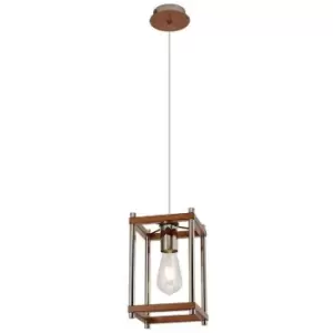 Luminosa Ilana Ceiling Pendant, E27, Walnut, Polished Nickel