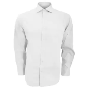 Kustom Kit Mens Superior Oxford Long Sleeved Shirt (15inch) (White)