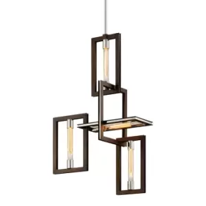 Enigma 4 Light Chandelier Bronze With Polished Stainless