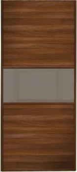 Wickes Sliding Wardrobe Door Fineline Walnut Panel and Cappuccino Glass - 2220 x 610mm