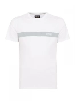 Mens Barbour Printed Stripe Logo Tee White