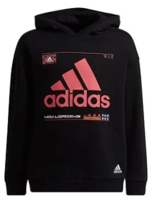 adidas Older Kids Unisex Arkd3 Hoody, Black/Red, Size 7-8 Years, Women