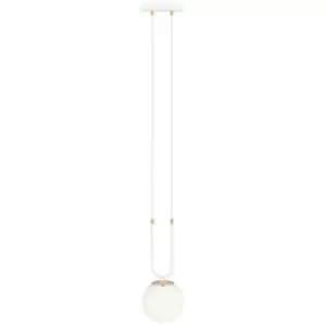 Emibig Glam White Globe Pendant Ceiling Light with White Glass Shades, 1x E14