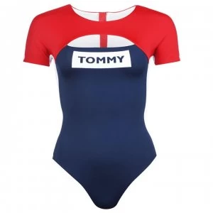 Tommy Bodywear Cap Sleeve Logo Swimsuit - Tango Red