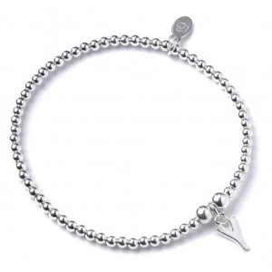 Initial Y Charm with Sterling Silver Ball Bead Bracelet