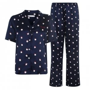 Tommy Bodywear Satin Print Pyjama Set - Navy Blazer