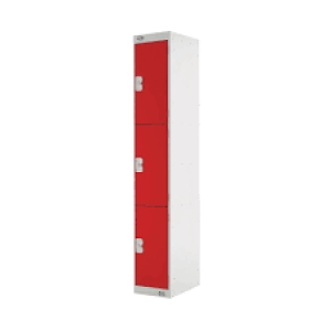 Three Compartment Express Standard Locker D300mm Red Door MC00144