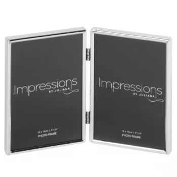 4" x 6" - Impressions Silver Plated Thin Double Photo Frame