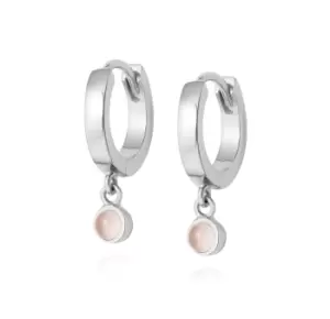 Daisy London 925 Sterling Silver Rose Quartz Healing Huggie Hoops Sterling Silver