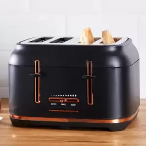 Dunelm 4 Slice Matt Black & Copper Toaster