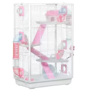 PawHut Hamster Cage for Small Rodents W/Tunnel Tubes, Platforms, Hut, Water Bott