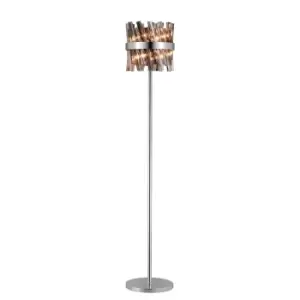 Lysander 8 Light G9, Floor Lamp, Polished Nickel, Smoke