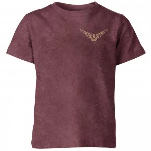 Harry Potter Snitch Kids T-Shirt - Burgundy Acid Wash - 11-12 Years - Burgundy Acid Wash