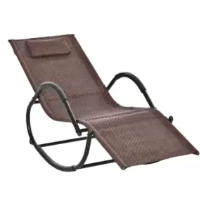 Outsunny Zero Gravity Rocking Lounge Chair w/ Pillow - Brown