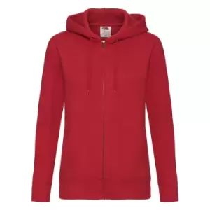 Fruit Of The Loom Ladies Lady-Fit Hooded Sweatshirt Jacket (M) (Red)