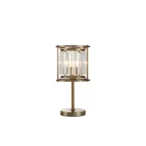 Guilford Table Lamp, E27, Antique Brass, Clear