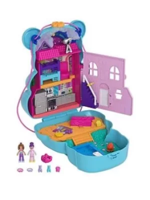 Polly Pocket Teddy Bear Wearable Purse With Micro Dolls And Accessories