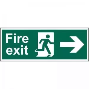 Fire Exit Man Arrow Right sign 600 x 200mm. Manufactured from strong