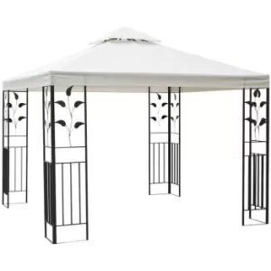 3m x 3m Outdoor Decorative Garden Gazebo Canopy Steel Frame - Cream - Outsunny