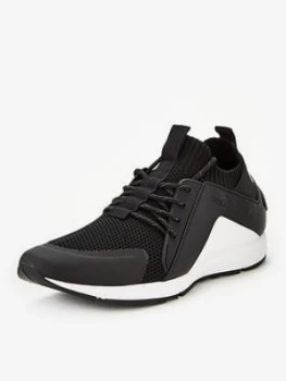 Hugo Boss Hybrid Knit Runner Trainers Black/White Size 8 Men