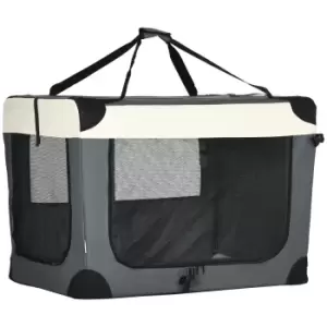 PawHut 91cm Foldable Pet Carrier for Cats and Large Dogs - Grey