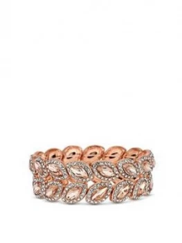 Mood Rose Gold Plated Crystal Leaf Stretch Bracelet