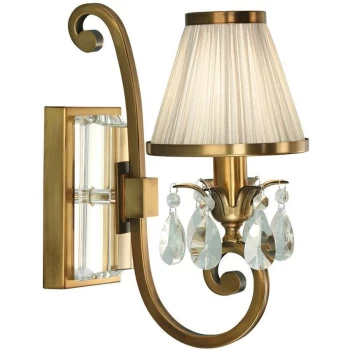 Interiors 1900 Lighting - Interiors Oksana Antique Brass - 1 Light Indoor Candle Wall Light Antique Brass with Beige Shade, E14