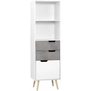 Sideboard Storage Cabinet, Slim Accent Cupboard with Drawers Light Grey - Homcom