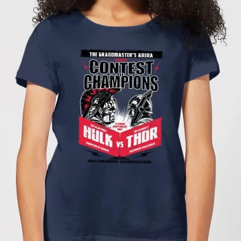 Marvel Thor Ragnarok Champions Poster Womens T-Shirt - Navy - S