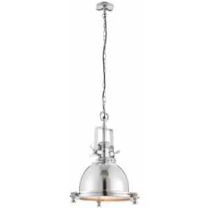 Ceiling Pendant Light Bright Nickel Plate & Sandblasted Glass 40W E27 gls