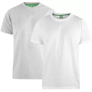 Duke Mens Fenton Kingsize D555 Round Neck T-Shirts (Pack Of 2) (3XL) (Grey/White)