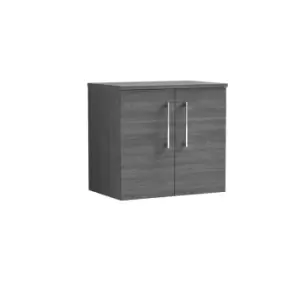 Nuie Arno 600mm Wall Hung 2 Door Vanity & Worktop Anthracite