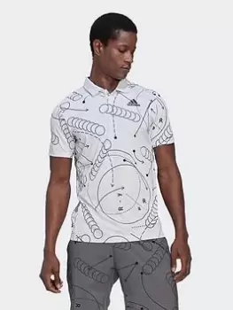 adidas Club Graphic Tennis Polo Shirt, White Size XS Men