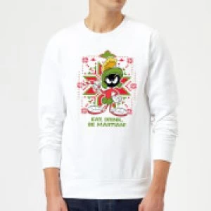 Looney Tunes Eat Drink Be Martian Christmas Sweatshirt - White - S